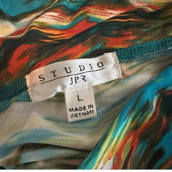 Studio JPR Women’s Green Multi Color Fair Isle A-line Boho skirt Size Large - Picture 6 of 6